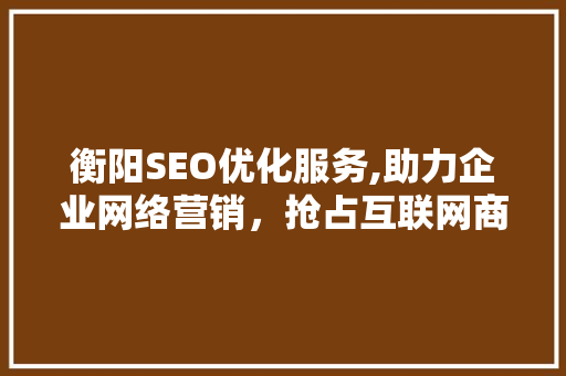 衡阳SEO优化服务,助力企业网络营销，抢占互联网商机