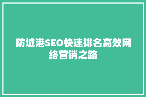 防城港SEO快速排名高效网络营销之路