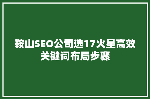 鞍山SEO公司选17火星高效关键词布局步骤