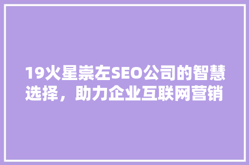 19火星崇左SEO公司的智慧选择，助力企业互联网营销新篇章