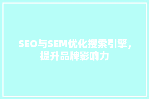 SEO与SEM优化搜索引擎，提升品牌影响力