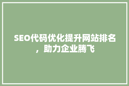 SEO代码优化提升网站排名，助力企业腾飞