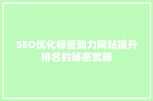 SEO优化标签助力网站提升排名的秘密武器
