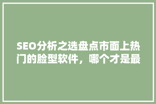 SEO分析之选盘点市面上热门的脸型软件，哪个才是最佳选择