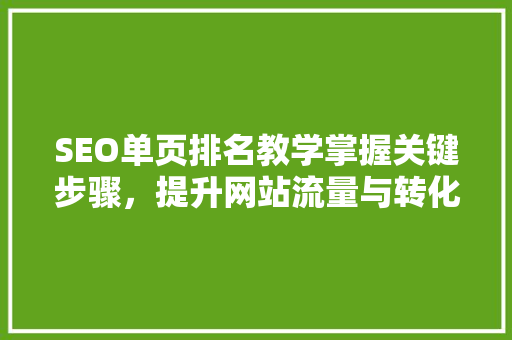 SEO单页排名教学掌握关键步骤，提升网站流量与转化率