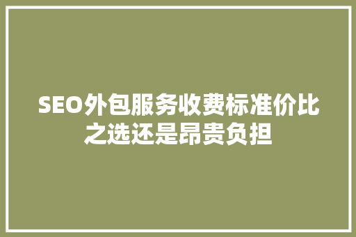 SEO外包服务收费标准价比之选还是昂贵负担