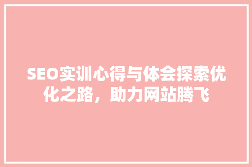 SEO实训心得与体会探索优化之路，助力网站腾飞
