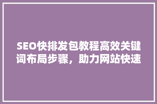 SEO快排发包教程高效关键词布局步骤，助力网站快速提升排名