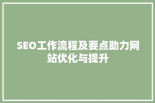 SEO工作流程及要点助力网站优化与提升