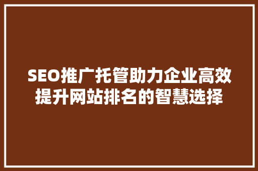 SEO推广托管助力企业高效提升网站排名的智慧选择