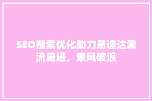 SEO搜索优化助力易速达激流勇进，乘风破浪