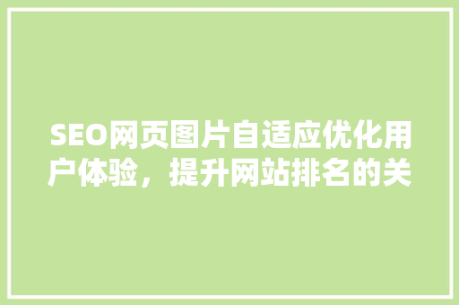SEO网页图片自适应优化用户体验，提升网站排名的关键步骤