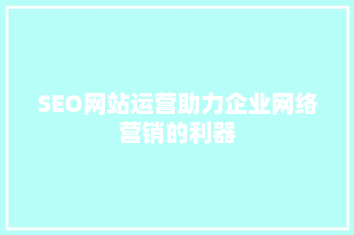 SEO网站运营助力企业网络营销的利器