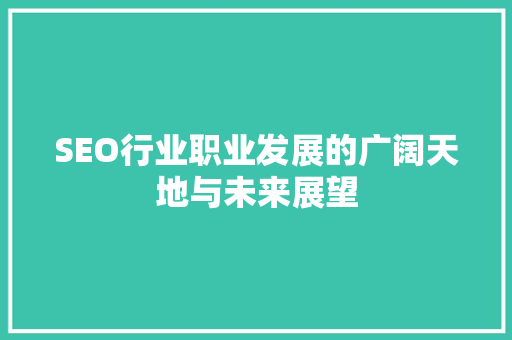 SEO行业职业发展的广阔天地与未来展望