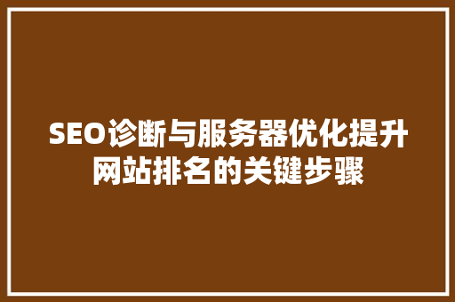 SEO诊断与服务器优化提升网站排名的关键步骤