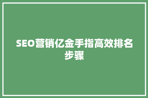SEO营销亿金手指高效排名步骤