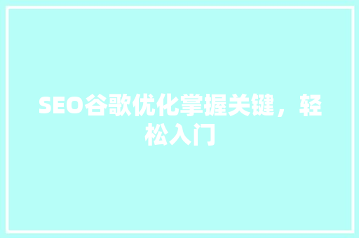 SEO谷歌优化掌握关键，轻松入门