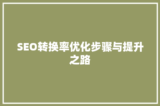 SEO转换率优化步骤与提升之路