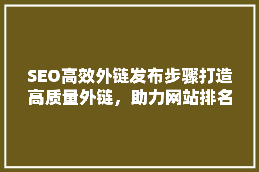 SEO高效外链发布步骤打造高质量外链，助力网站排名提升
