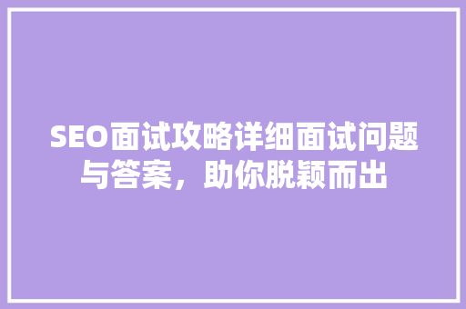 SEO面试攻略详细面试问题与答案，助你脱颖而出