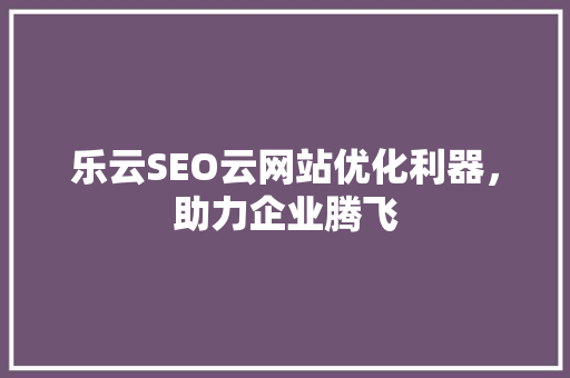 乐云SEO云网站优化利器，助力企业腾飞