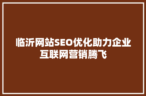 临沂网站SEO优化助力企业互联网营销腾飞