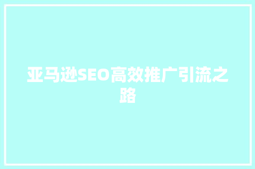 亚马逊SEO高效推广引流之路
