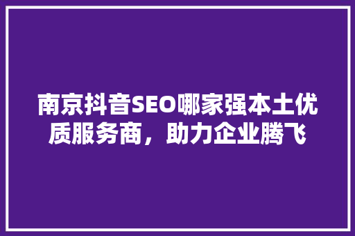 南京抖音SEO哪家强本土优质服务商，助力企业腾飞