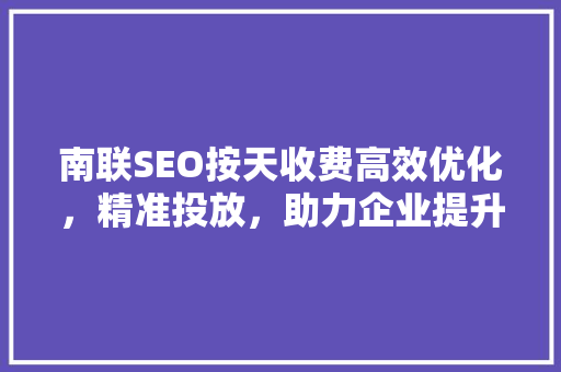 南联SEO按天收费高效优化，精准投放，助力企业提升网络影响力