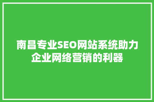 南昌专业SEO网站系统助力企业网络营销的利器