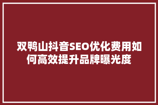 双鸭山抖音SEO优化费用如何高效提升品牌曝光度