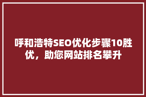 呼和浩特SEO优化步骤10胜优，助您网站排名攀升