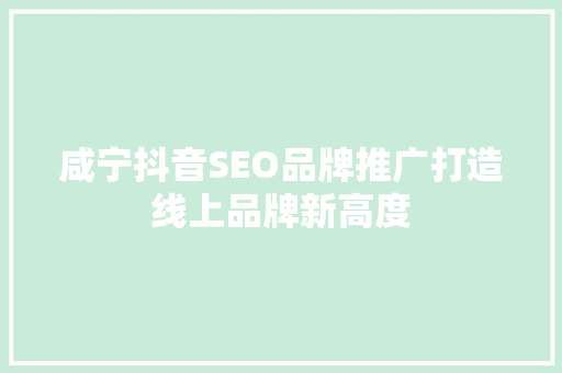 咸宁抖音SEO品牌推广打造线上品牌新高度