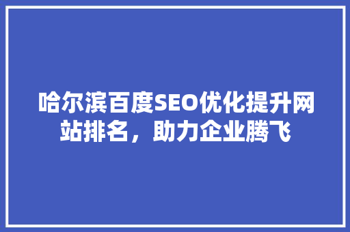 哈尔滨百度SEO优化提升网站排名，助力企业腾飞