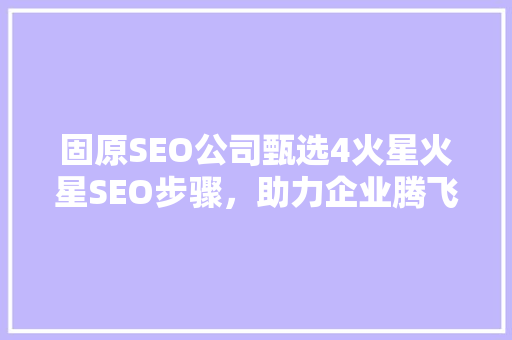 固原SEO公司甄选4火星火星SEO步骤，助力企业腾飞