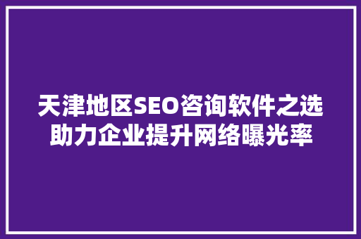 天津地区SEO咨询软件之选助力企业提升网络曝光率