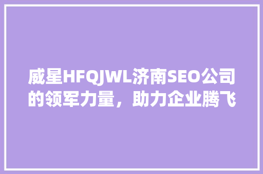 威星HFQJWL济南SEO公司的领军力量，助力企业腾飞