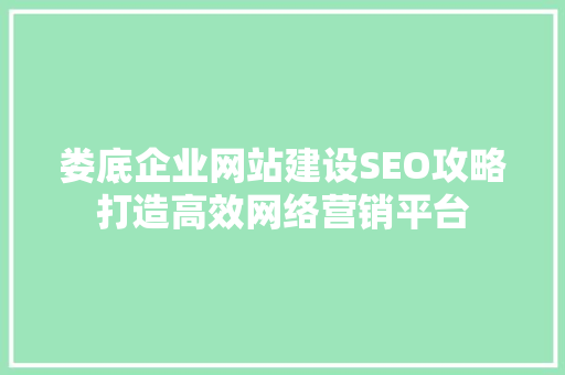 娄底企业网站建设SEO攻略打造高效网络营销平台