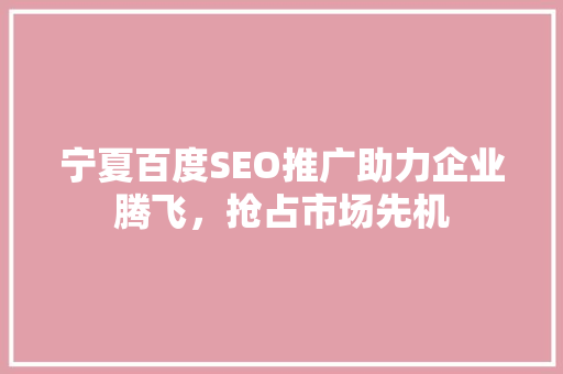 宁夏百度SEO推广助力企业腾飞，抢占市场先机