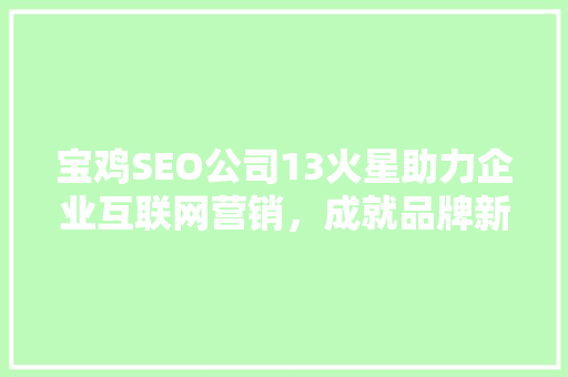 宝鸡SEO公司13火星助力企业互联网营销，成就品牌新高度
