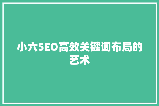 小六SEO高效关键词布局的艺术