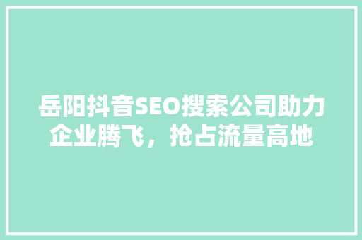 岳阳抖音SEO搜索公司助力企业腾飞，抢占流量高地