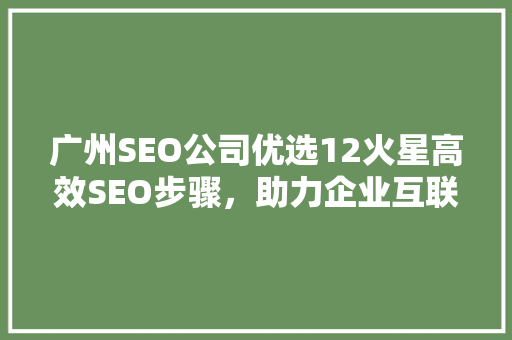 广州SEO公司优选12火星高效SEO步骤，助力企业互联网营销腾飞
