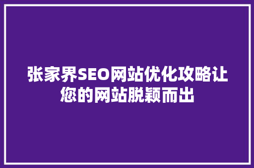 张家界SEO网站优化攻略让您的网站脱颖而出