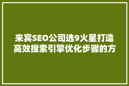 来宾SEO公司选9火星打造高效搜索引擎优化步骤的方法
