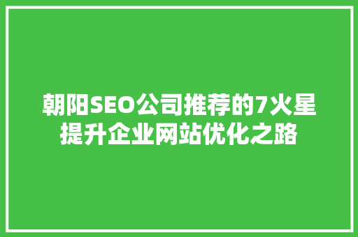 朝阳SEO公司推荐的7火星提升企业网站优化之路