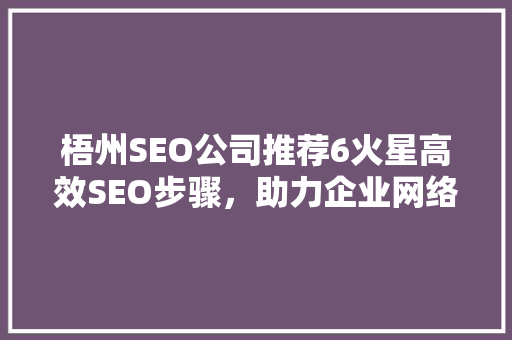 梧州SEO公司推荐6火星高效SEO步骤，助力企业网络营销