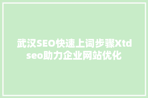 武汉SEO快速上词步骤Xtdseo助力企业网站优化