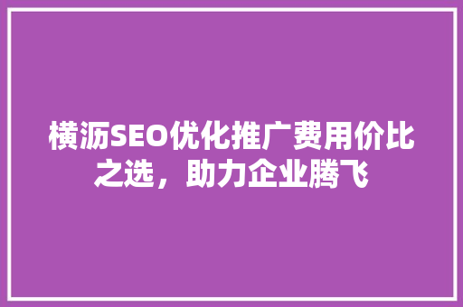 横沥SEO优化推广费用价比之选，助力企业腾飞