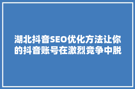 湖北抖音SEO优化方法让你的抖音账号在激烈竞争中脱颖而出